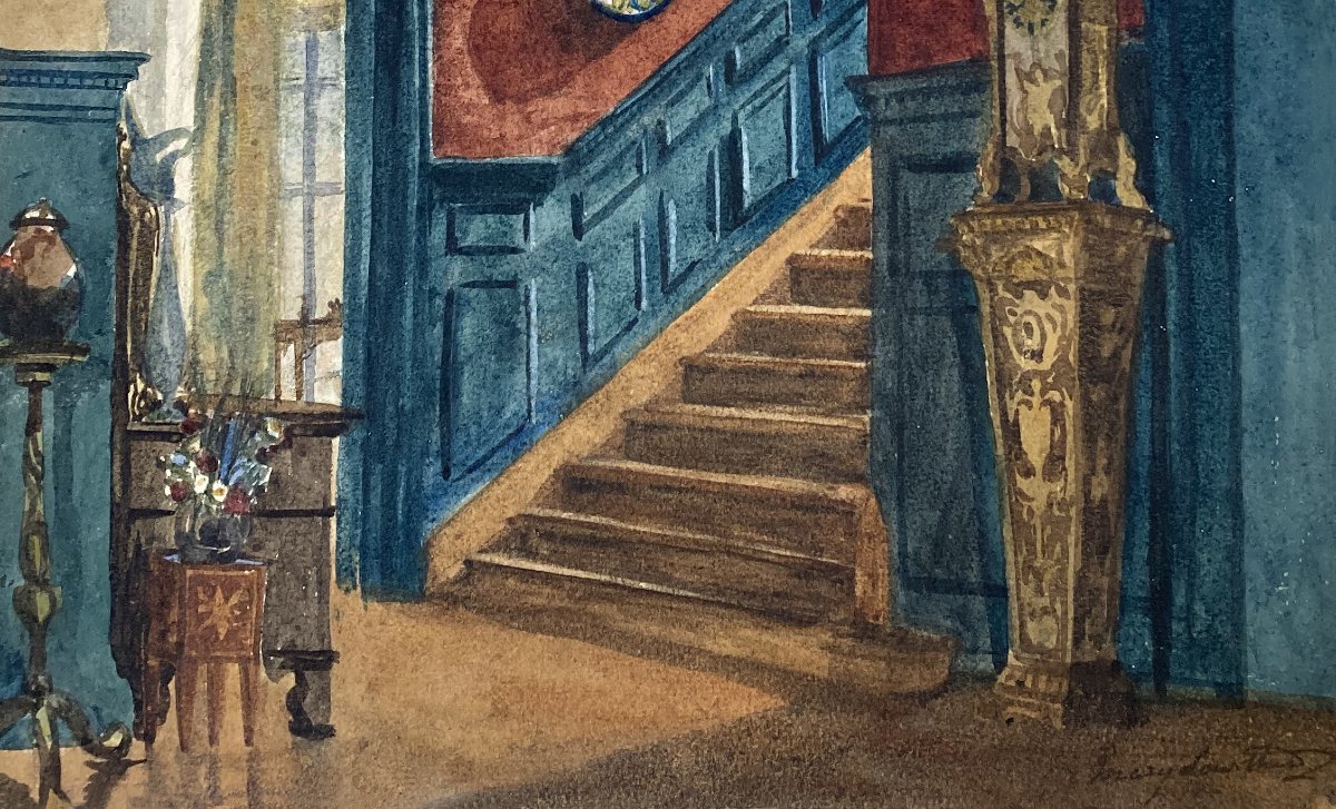 LOWTHER Mary Eleanor Rose(1856-1929) "Lowther Lodge" Aquarelle, Signé-photo-3