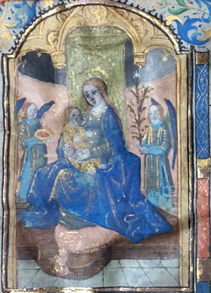 French School Late 15th Century "virgin Mary" Gouache Illumination,gold Paint/vellum,frame 17th-photo-4