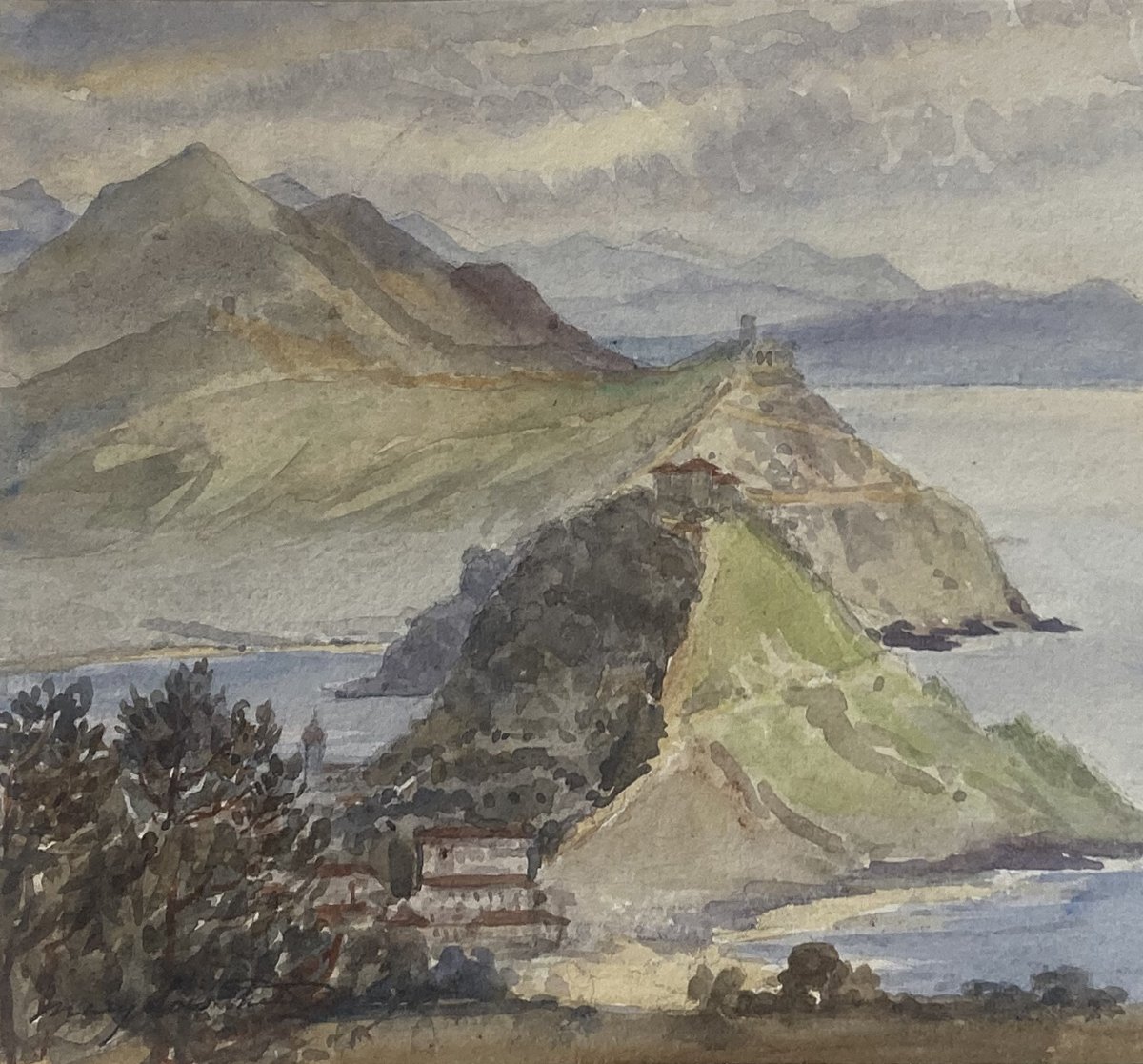 LOWTHER Mary Eleanor Rose(1856-1929) "St Sébastian from Ulio" Aquarelle, Signé-photo-2