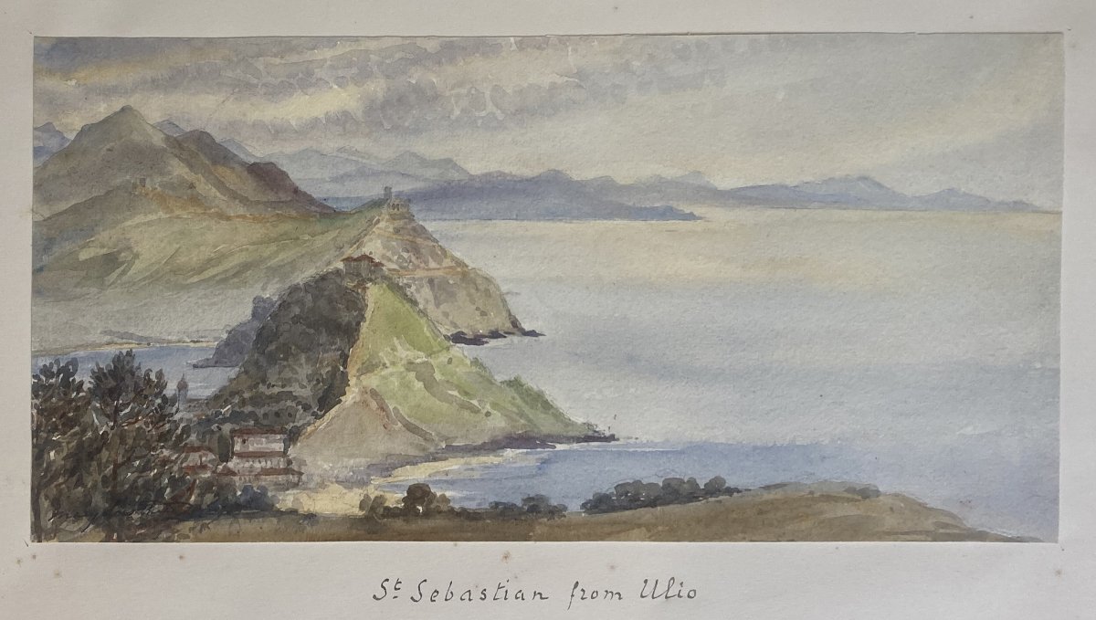 LOWTHER Mary Eleanor Rose(1856-1929) "St Sébastian from Ulio" Aquarelle, Signé-photo-4