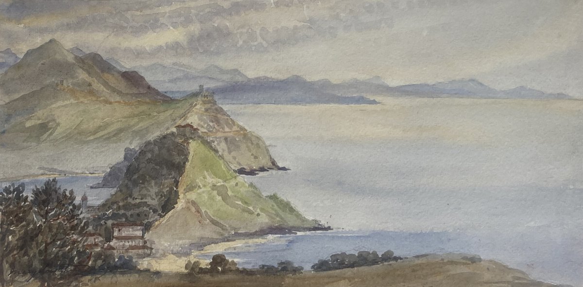 LOWTHER Mary Eleanor Rose(1856-1929) "St Sébastian from Ulio" Aquarelle, Signé