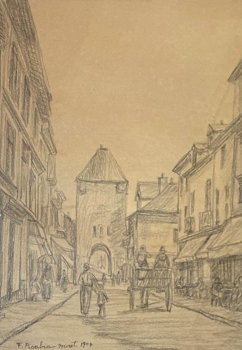 Picabia, Francis (1879–1953) “moret” Drawing/black Pencil, Signed, Inscribed, And Dated, Early 20th-century Frame-photo-2