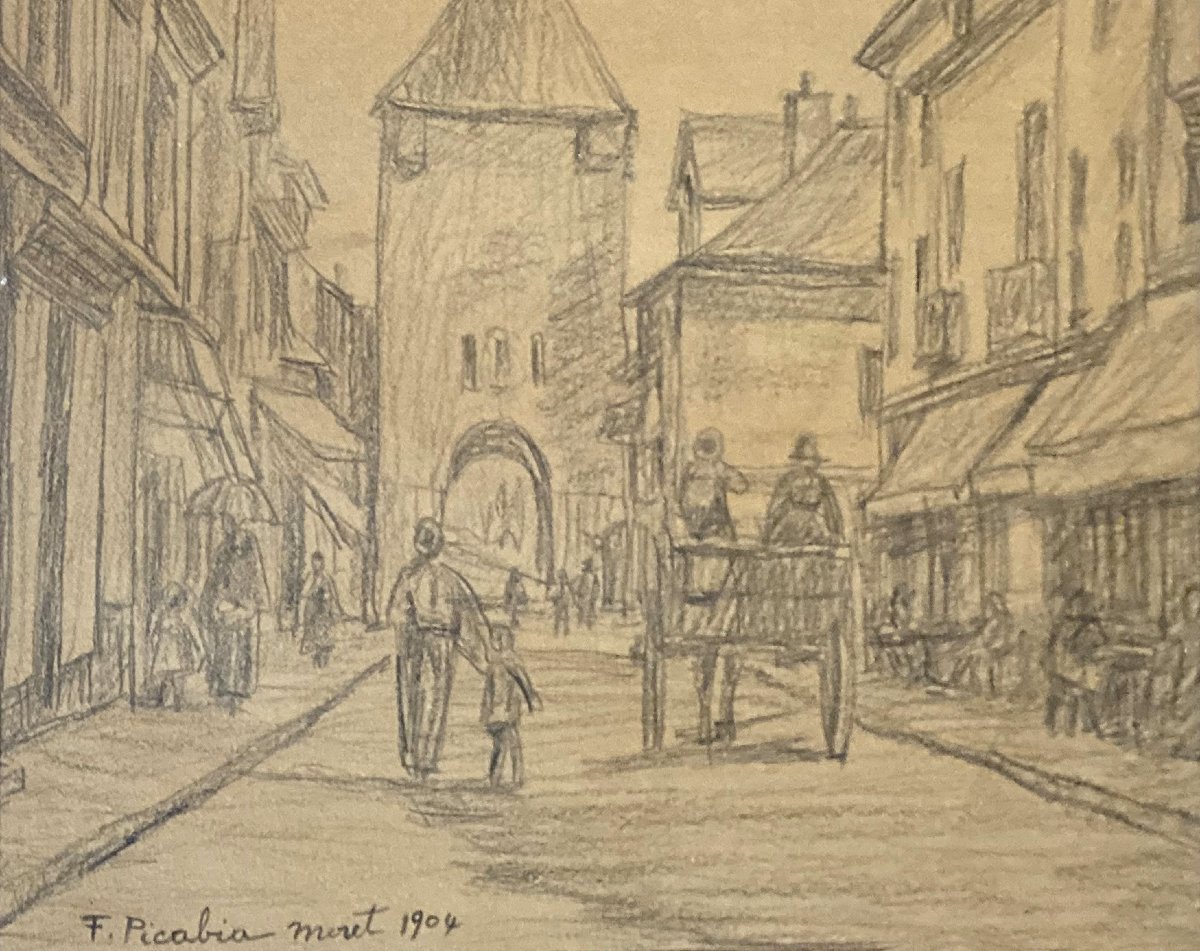 Picabia, Francis (1879–1953) “moret” Drawing/black Pencil, Signed, Inscribed, And Dated, Early 20th-century Frame-photo-4