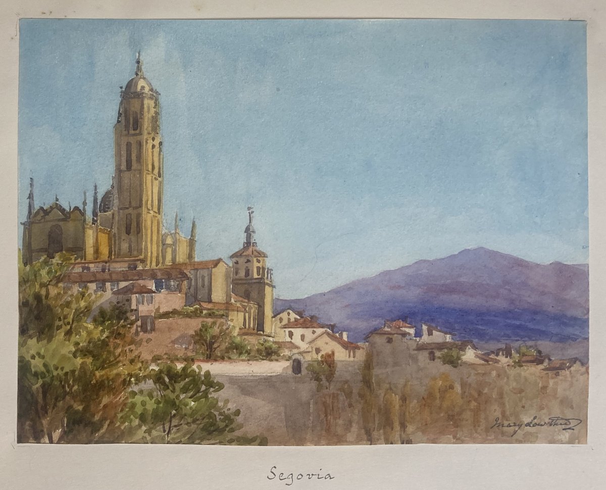 Lowther, Mary Eleanor Rose (1856–1929), “segovia,” Watercolor, Signed-photo-2