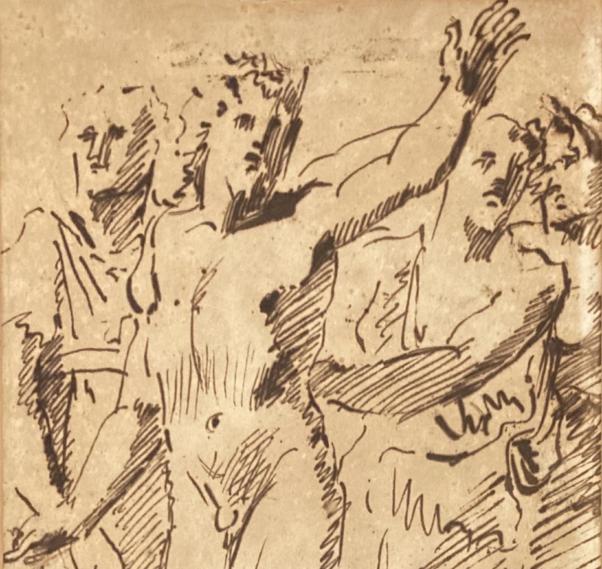  ECOLE ITALIENNE FIN DU 16E SIECLE "Personnages" Dessin à la plume-photo-3