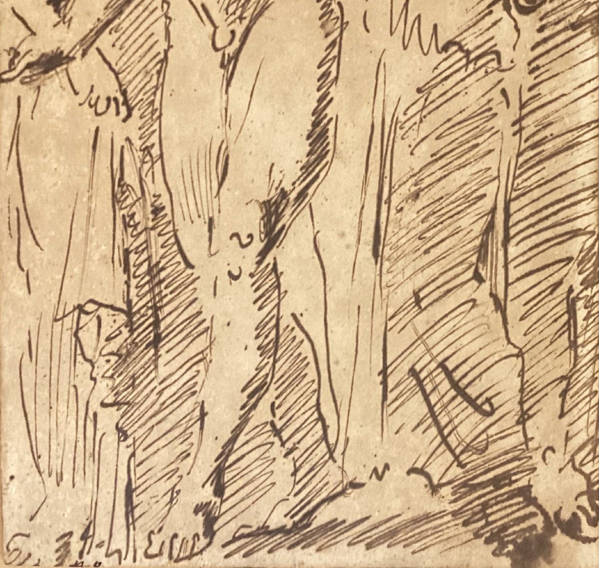  ECOLE ITALIENNE FIN DU 16E SIECLE "Personnages" Dessin à la plume-photo-4