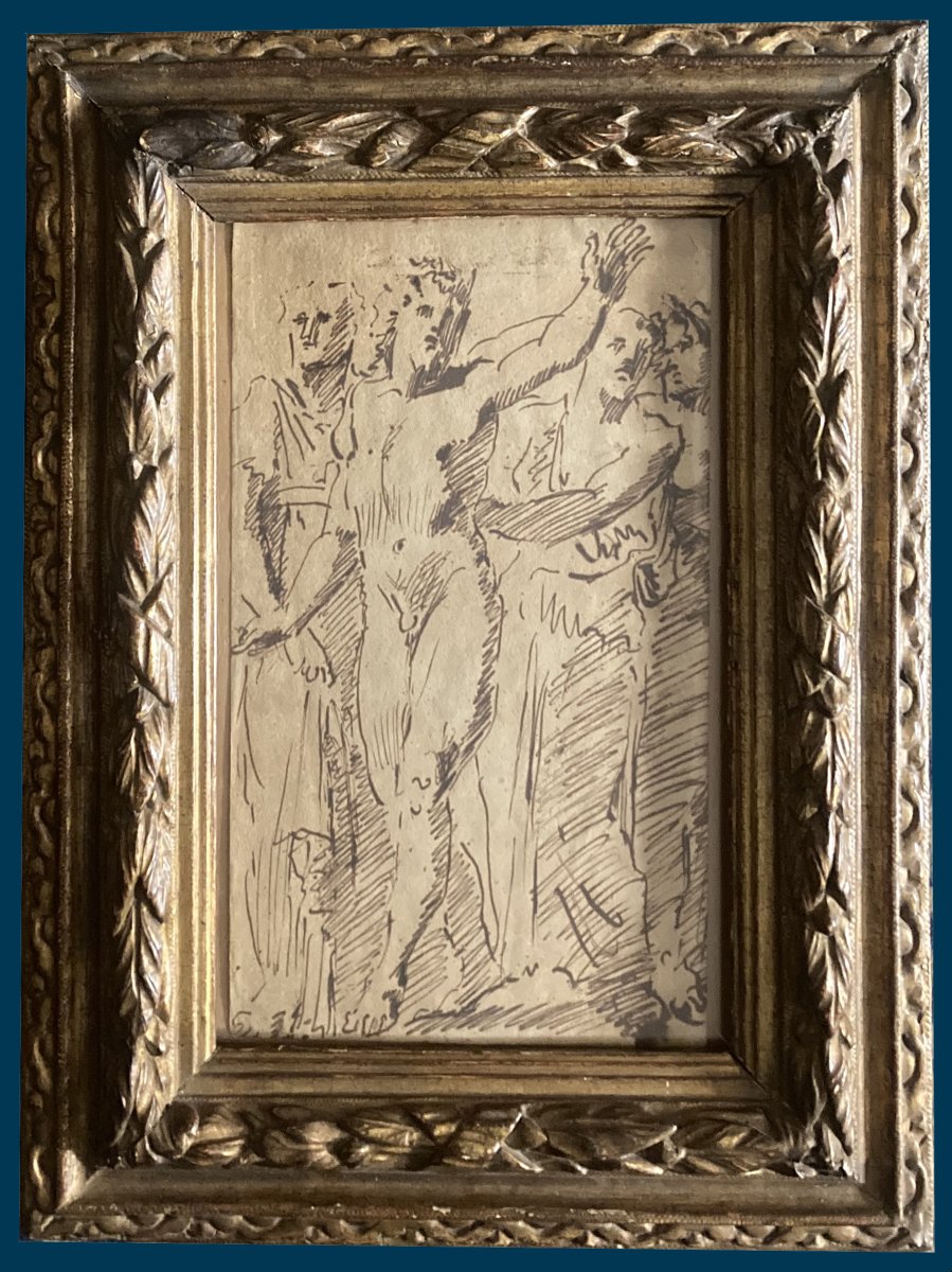  ECOLE ITALIENNE FIN DU 16E SIECLE "Personnages" Dessin à la plume