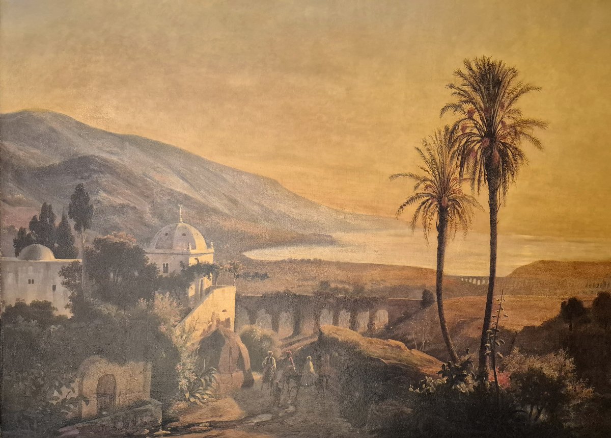 ECOLE FRANCAISE VERS 1830 "Paysage oriental, possiblement baie de Jounieh au Liban" Huile/toile-photo-2