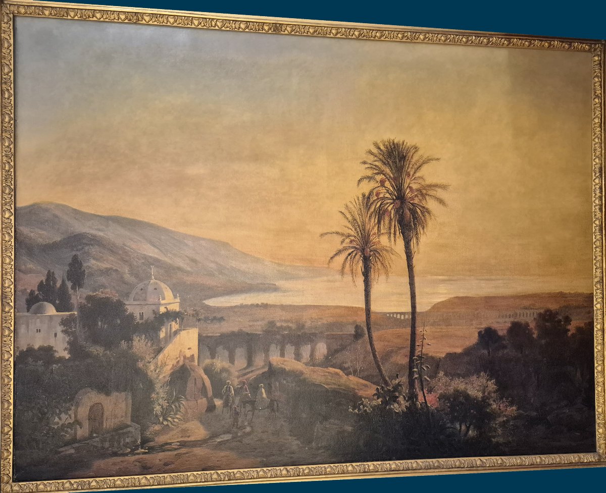 ECOLE FRANCAISE VERS 1830 "Paysage oriental, possiblement baie de Jounieh au Liban" Huile/toile-photo-3