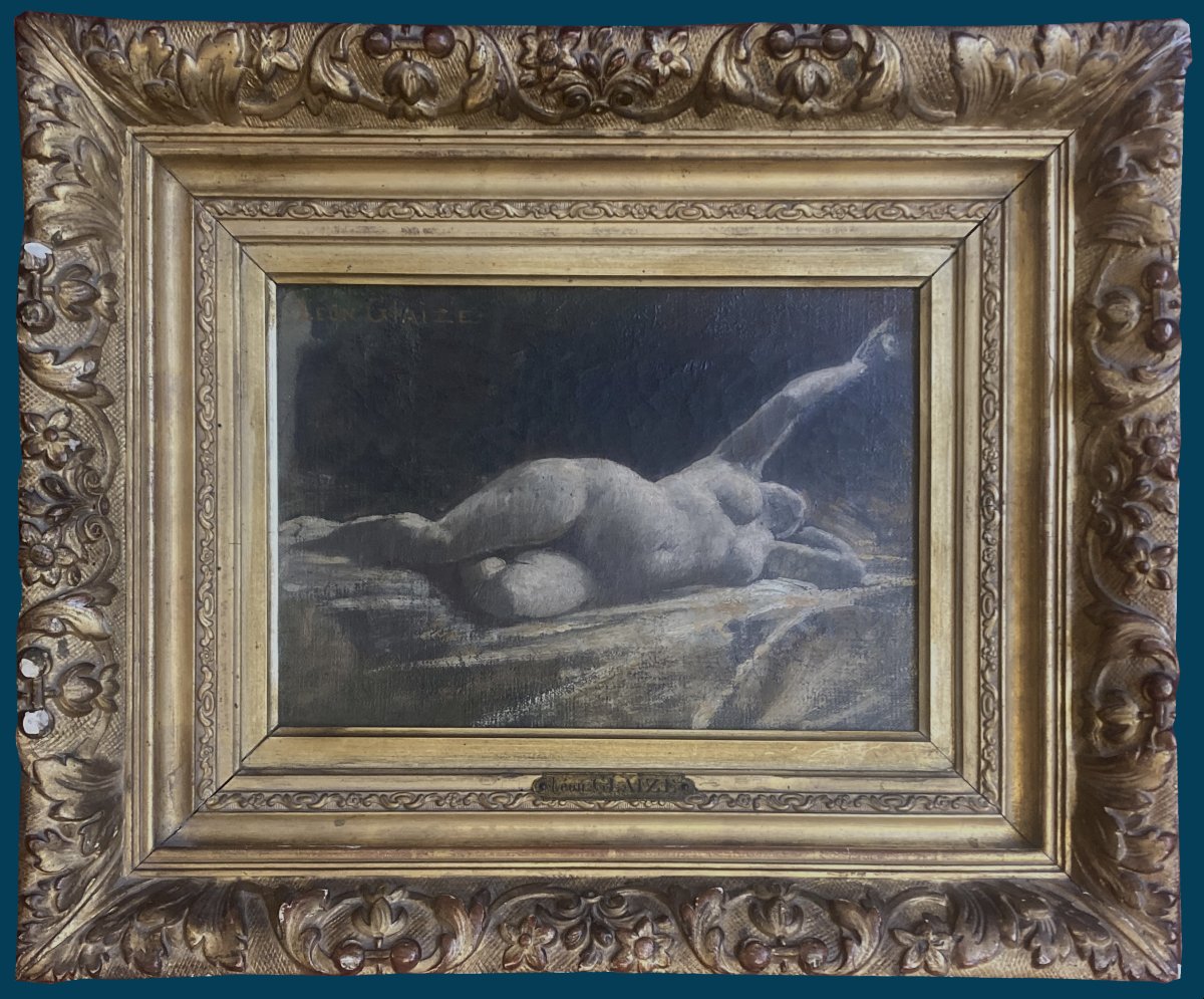 Glaize Léon (1842–1931) “female Nude” Oil On Canvas, Signed, In Its Original Late 19th-century Frame