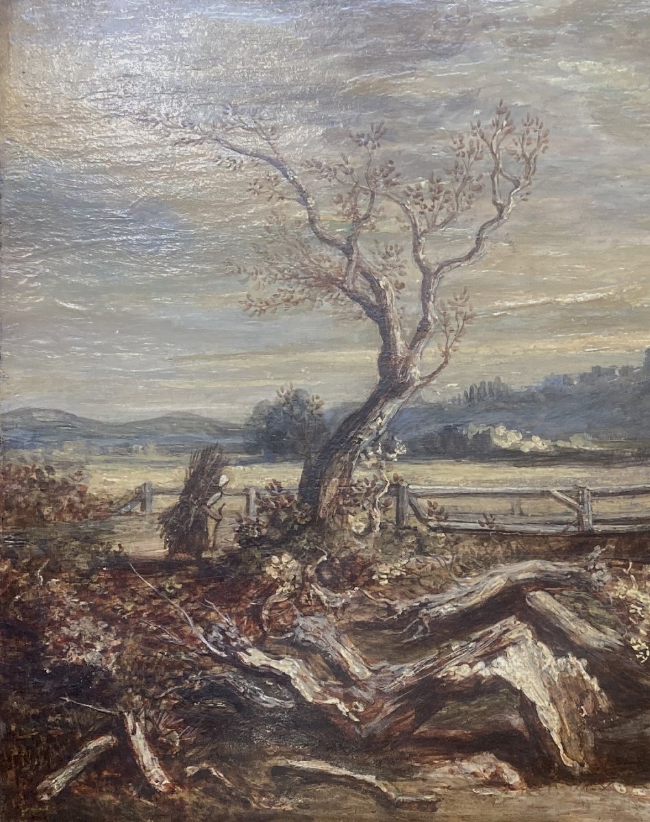 HERVIER Adolphe (1818-1879) "Paysage animé" Huile sur toile, signé et daté-photo-2