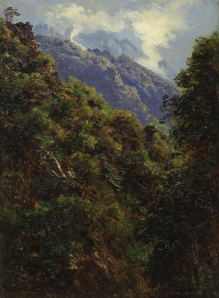 "mountain Landscape" Oil On Canvas, André Giroux