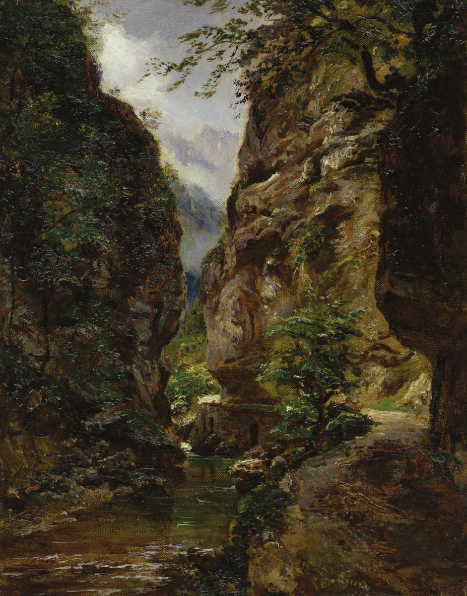 "Les gorges" Huile sur toile, André GIROUX