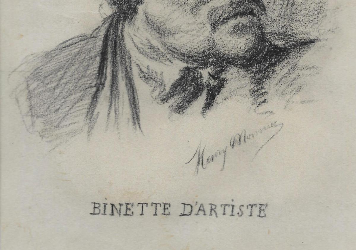 "Binette d'artiste" Dessin au crayon noir, Henry MONNIER-photo-3