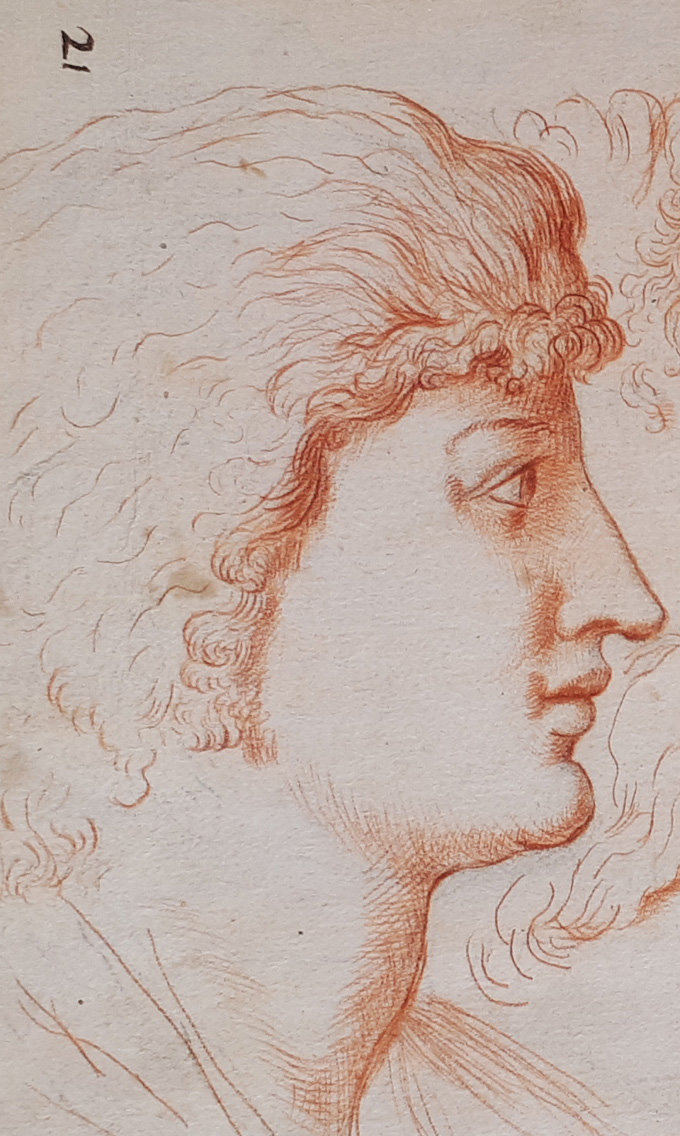 "faces Of Women" Drawing With Red Chalk, Italian School, Late 17th / Early 18th Century-photo-3