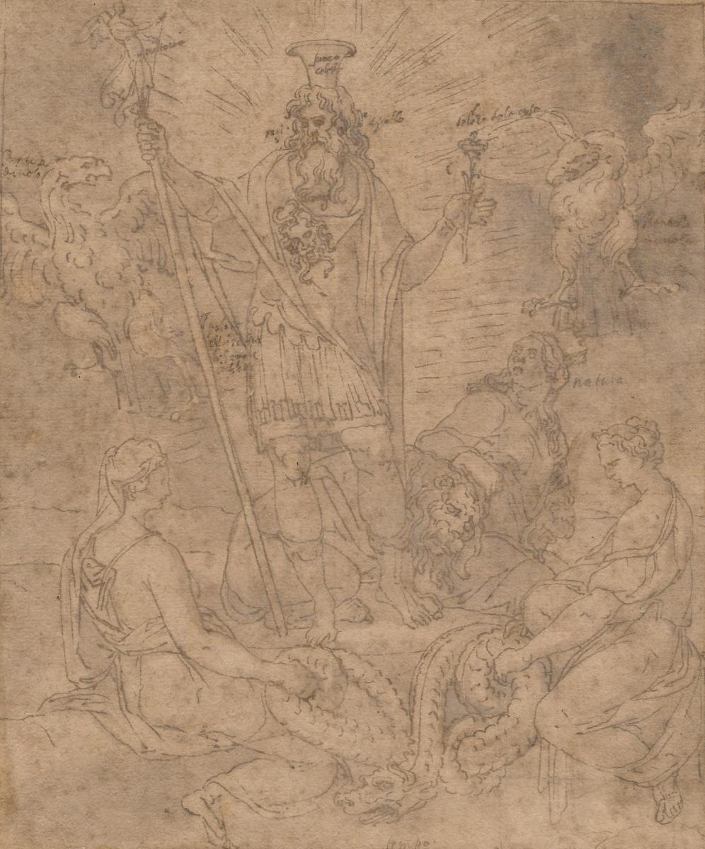 "Scène mythologique" Dessin/plume, Ecole Italienne vers 1550