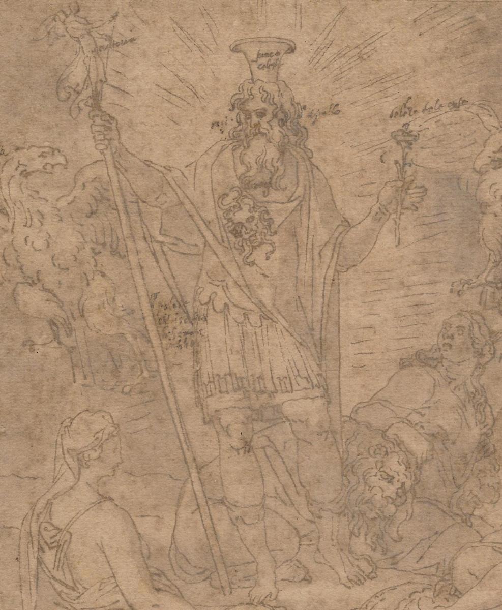 "Scène mythologique" Dessin/plume, Ecole Italienne vers 1550-photo-4