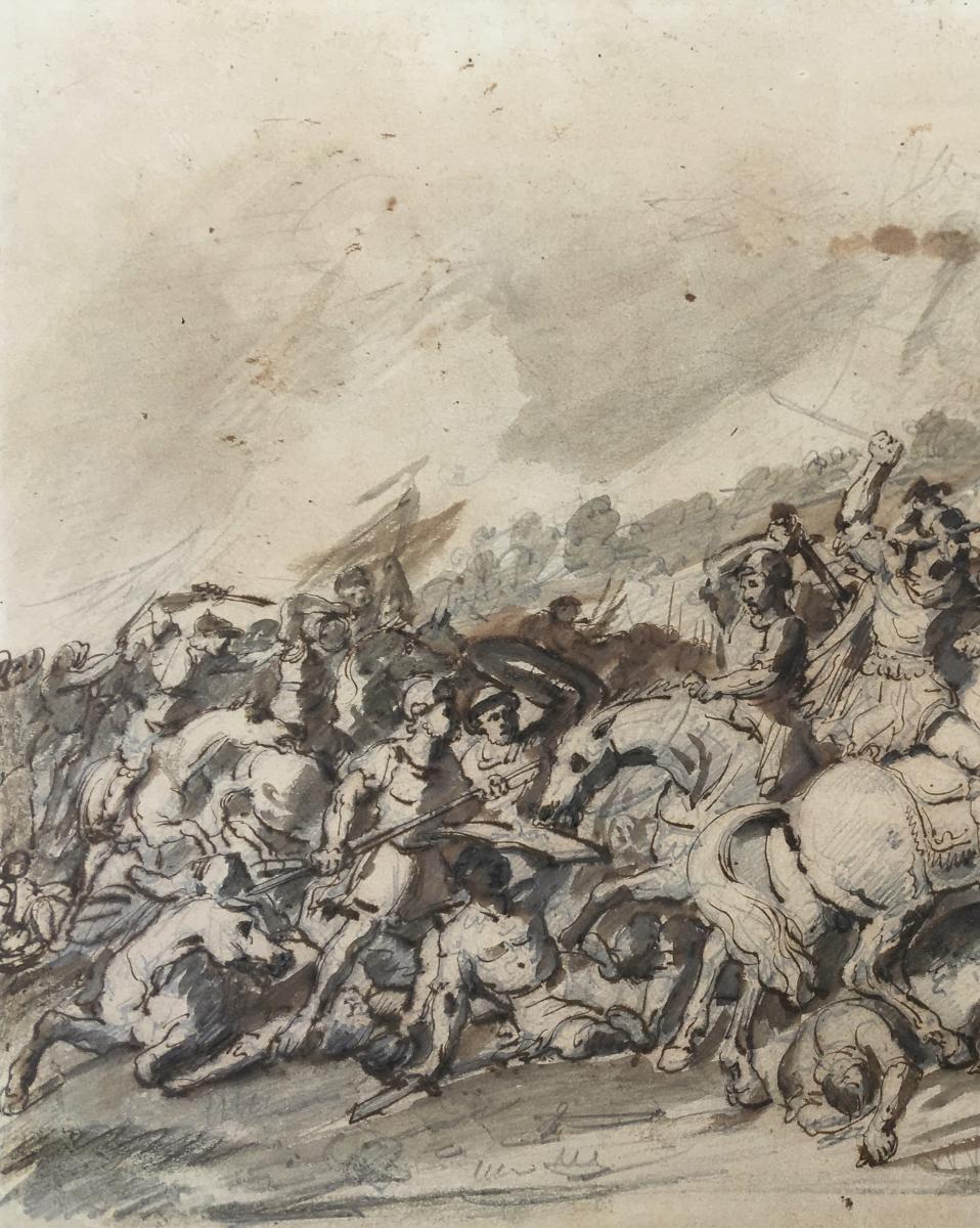 "Choc de cavalerie (2)" Jacques GAMELIN, Attribué à, Dessin -photo-2