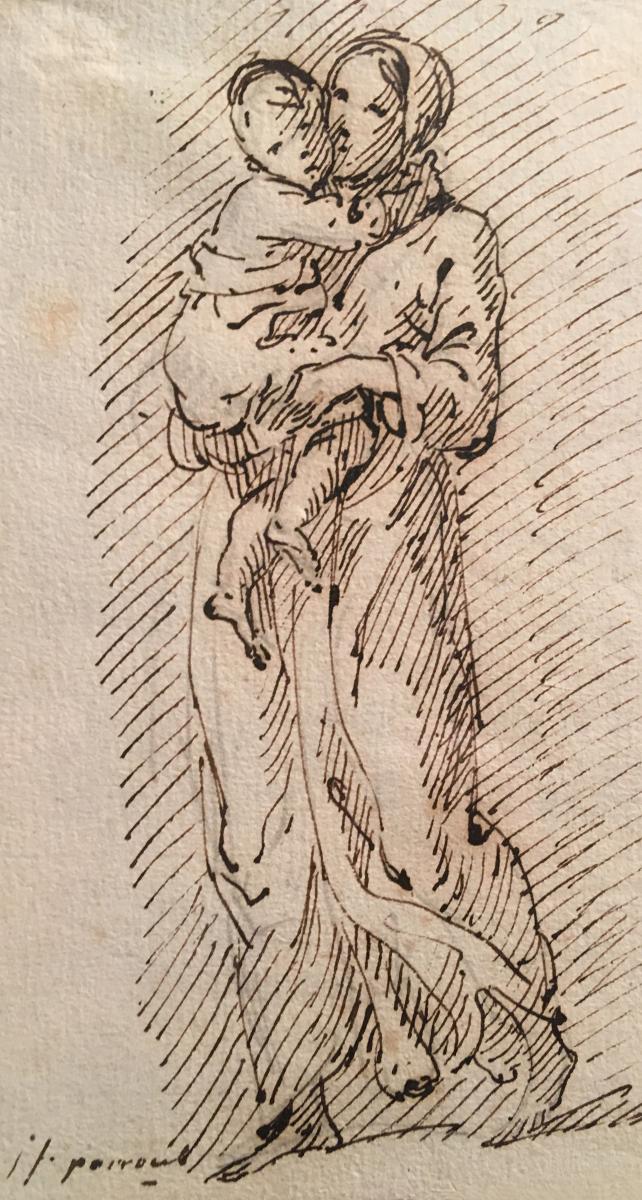 "woman Carrying A Child" Parrocel Joseph François, Drawing