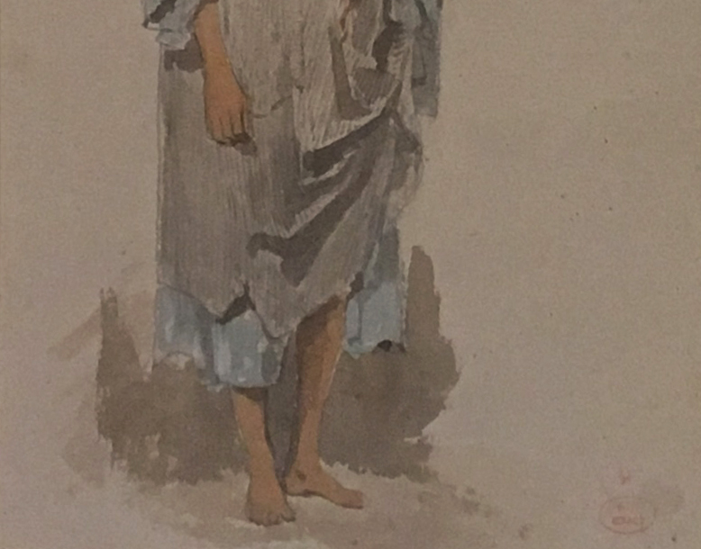 GIRAUD Eugène "Un oriental" Aquarelle, Cachet de Vente-photo-3