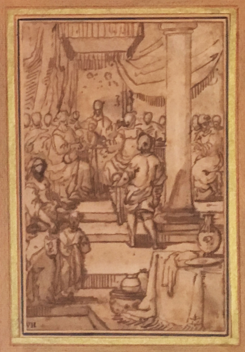 Italian School 16th Century "scene Of Ancient History" Drawing/pen & Brown Wash