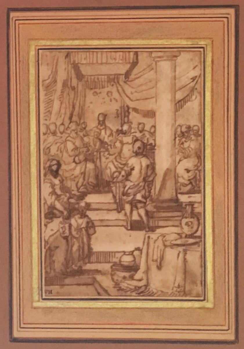 Italian School 16th Century "scene Of Ancient History" Drawing/pen & Brown Wash-photo-2