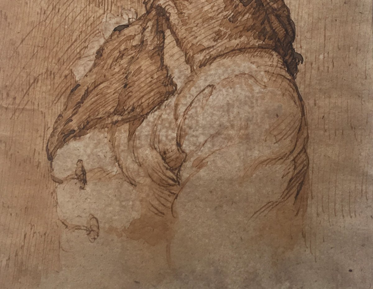 French School 18th "profile Of A Man" Drawing / Pen And Brown Wash-photo-3