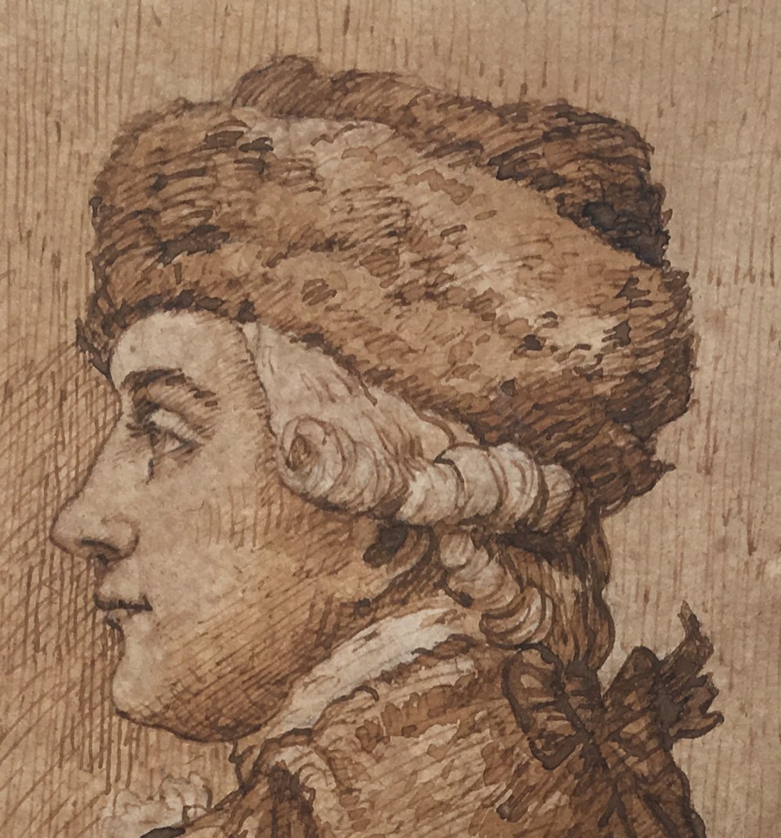 French School 18th "profile Of A Man" Drawing / Pen And Brown Wash-photo-4