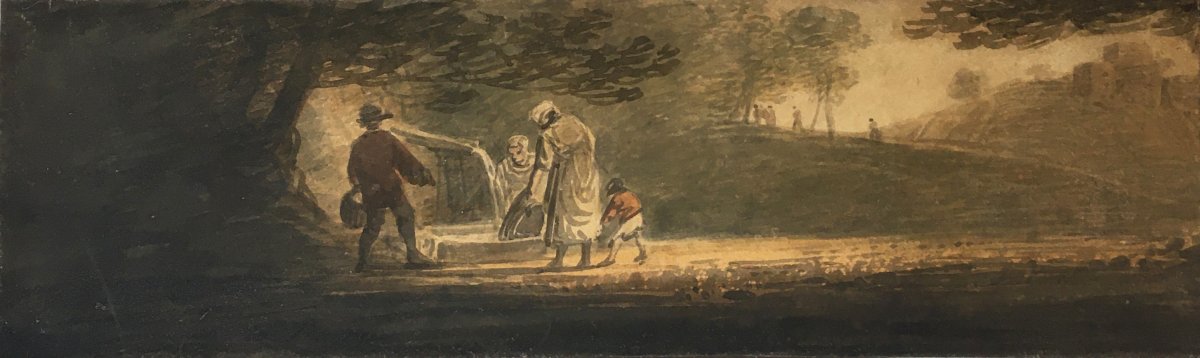 Payne William (1760-1830) English School "peasants In A Forest" Watercolor-photo-2