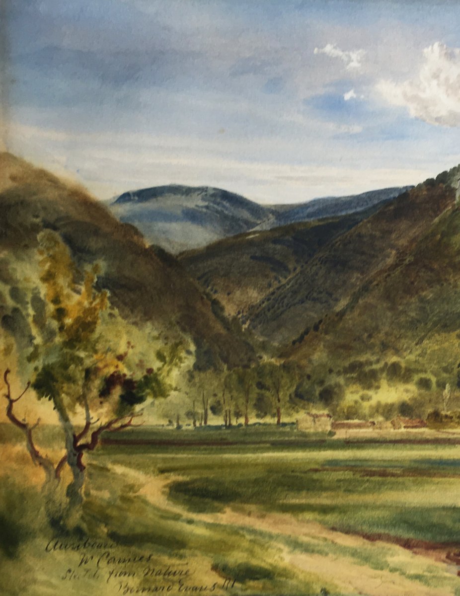 Evans Bernard (1843-1922) English School "landscape At Auribeau Near Cannes" Watercolor, Signed-photo-2