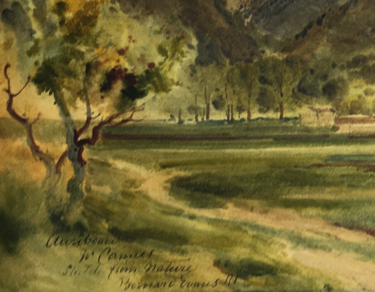 Evans Bernard (1843-1922) English School "landscape At Auribeau Near Cannes" Watercolor, Signed-photo-4