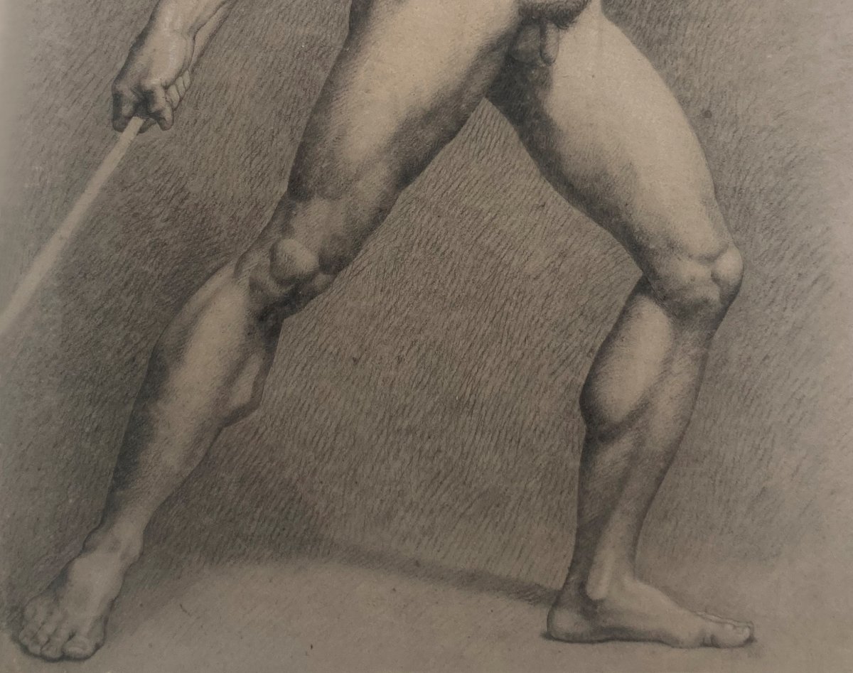 BENVENUTI Pietro (1769-1844) "Académie d'homme" Dessin/Pierre noire et craie blanche-photo-3