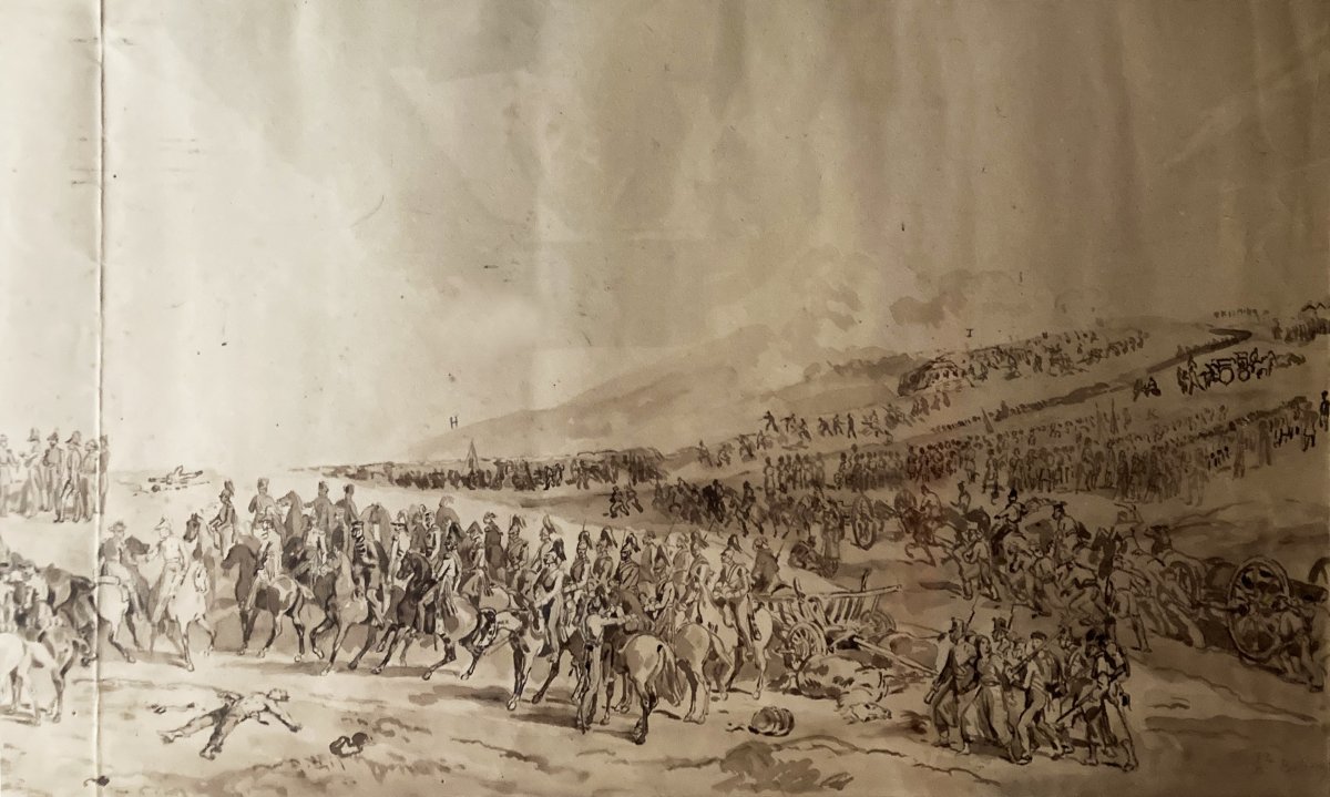 Bellange Hippolyte (1800-1866) "battle Of Sebastopol" Drawing / Brown Wash, Signed, Annotated, Frame-photo-3