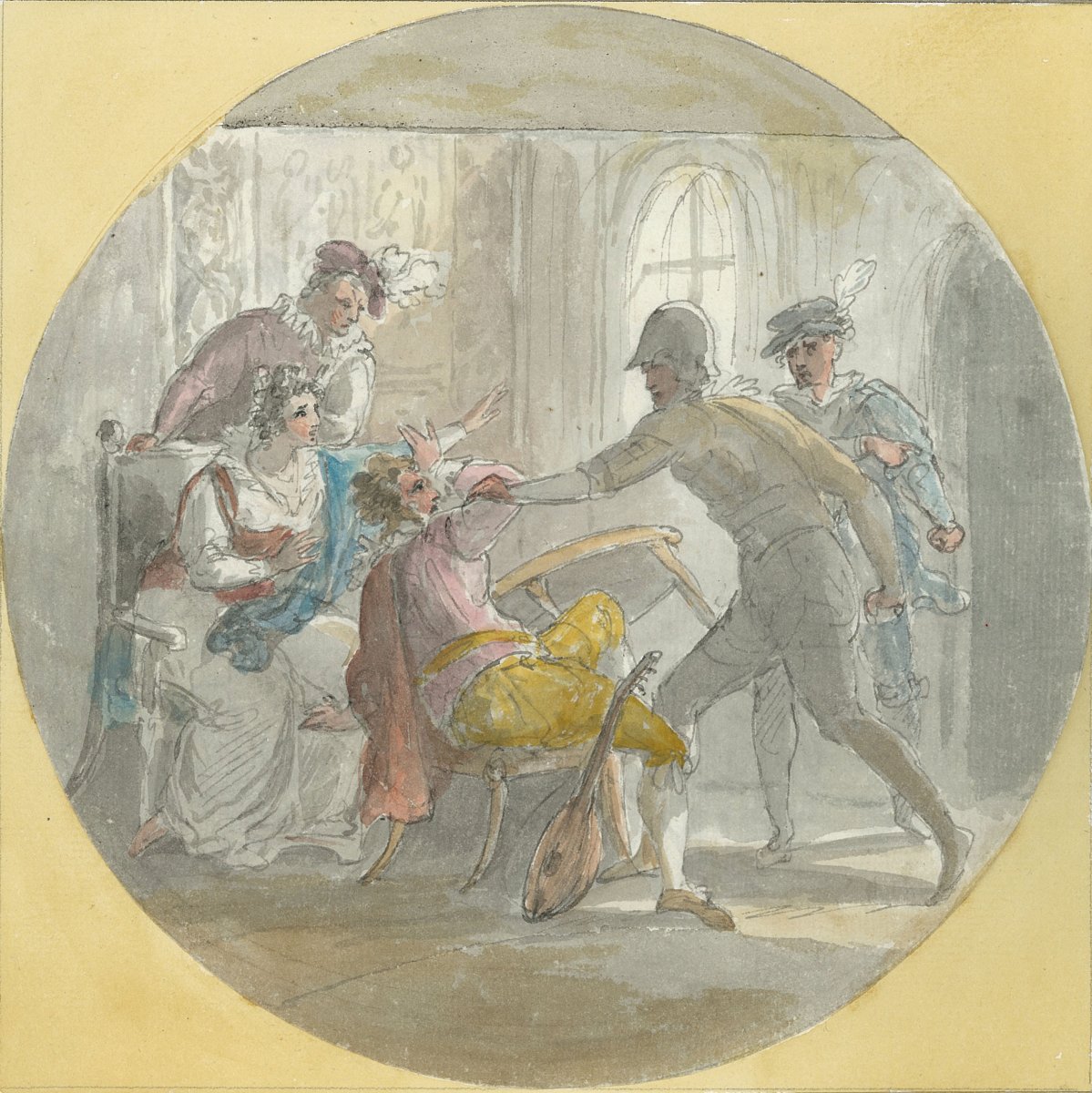 William Hamilton (1751-1801) "murder Of David Rizzio" Pen And Watercolor-photo-2