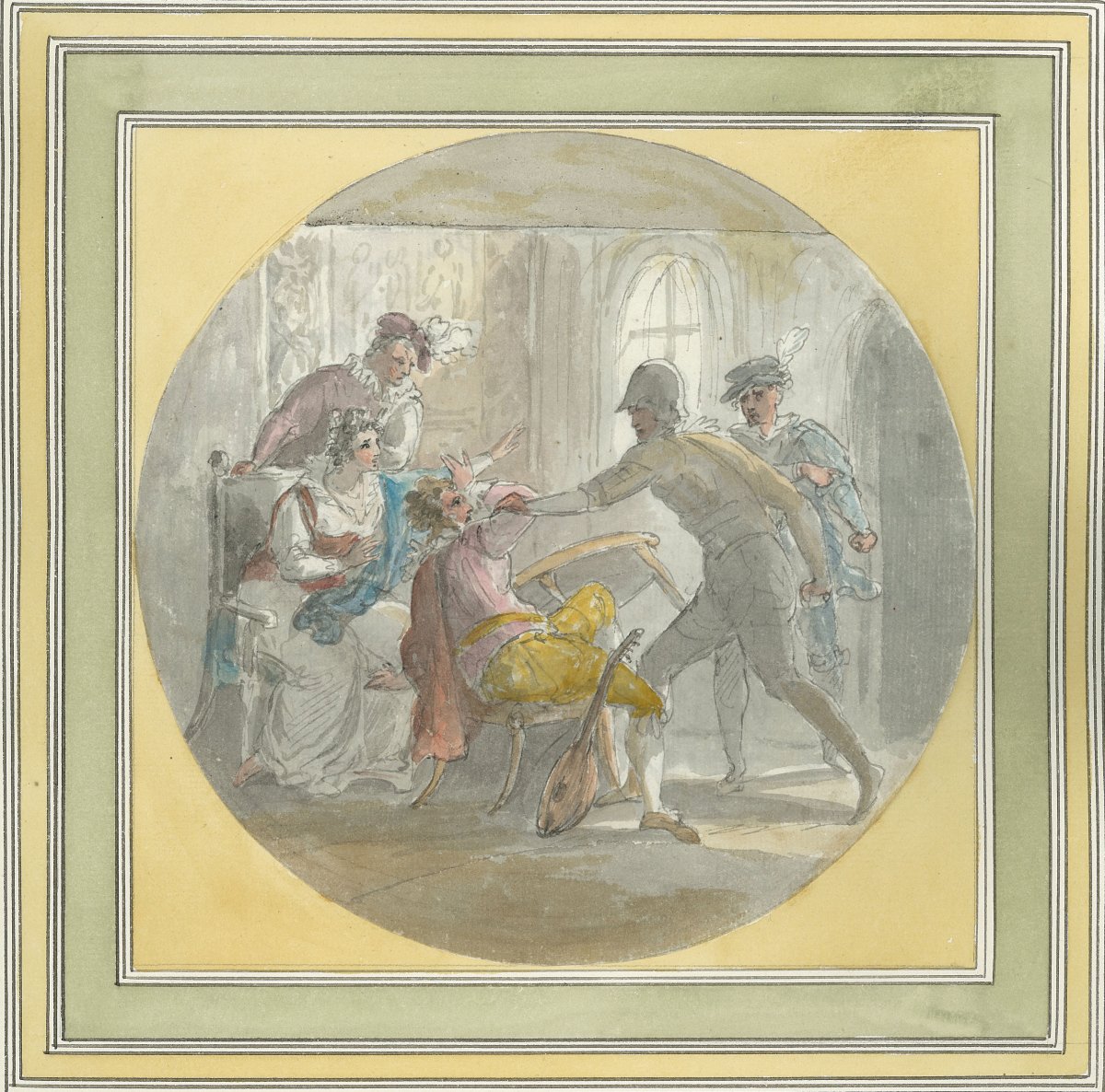 William Hamilton (1751-1801) "murder Of David Rizzio" Pen And Watercolor