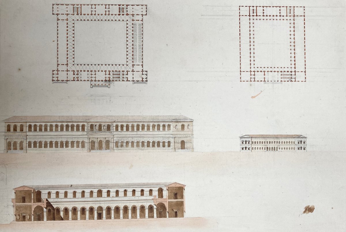 BALTARD LOUIS (1764-1846) ECOLE DE,"Façade,plans,Architecture" Dessin/Crayon,plume, René DARDEL