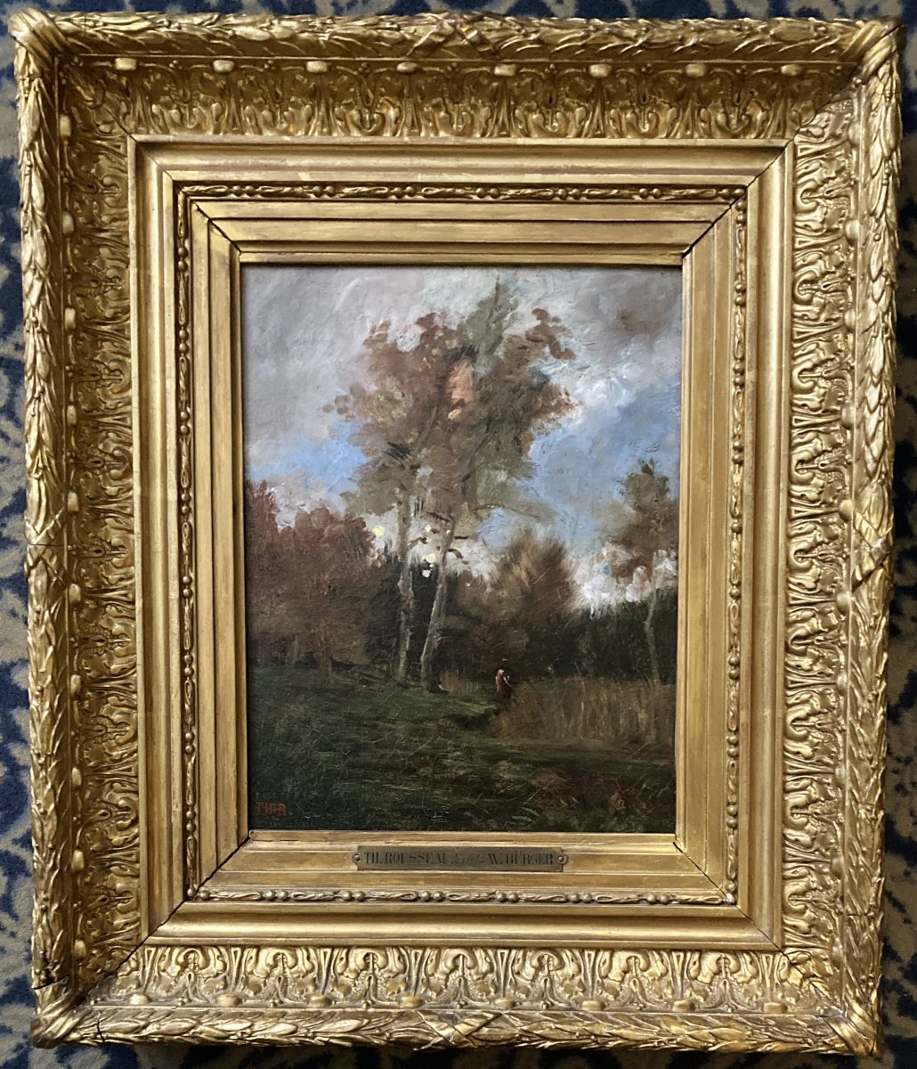 ROUSSEAU Théodore (1812-1867) "Paysage" Huile/toile,monogrammé,Provenance William Bürger, Cadre