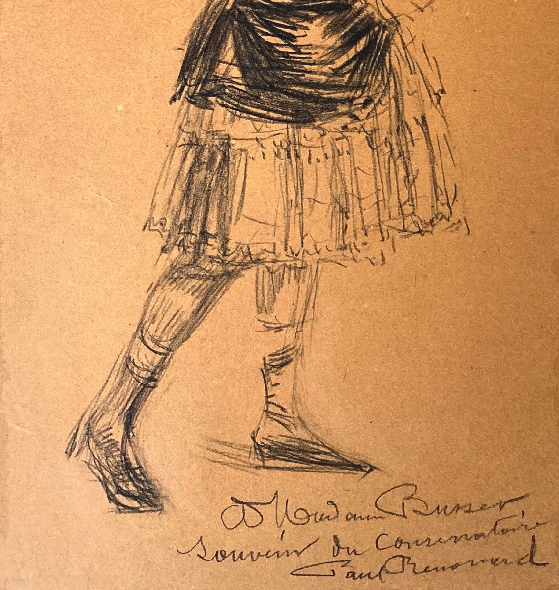 RENOUARD Paul (1845-1924) "Jeune fille" Dessin au crayon noir, signé-photo-3