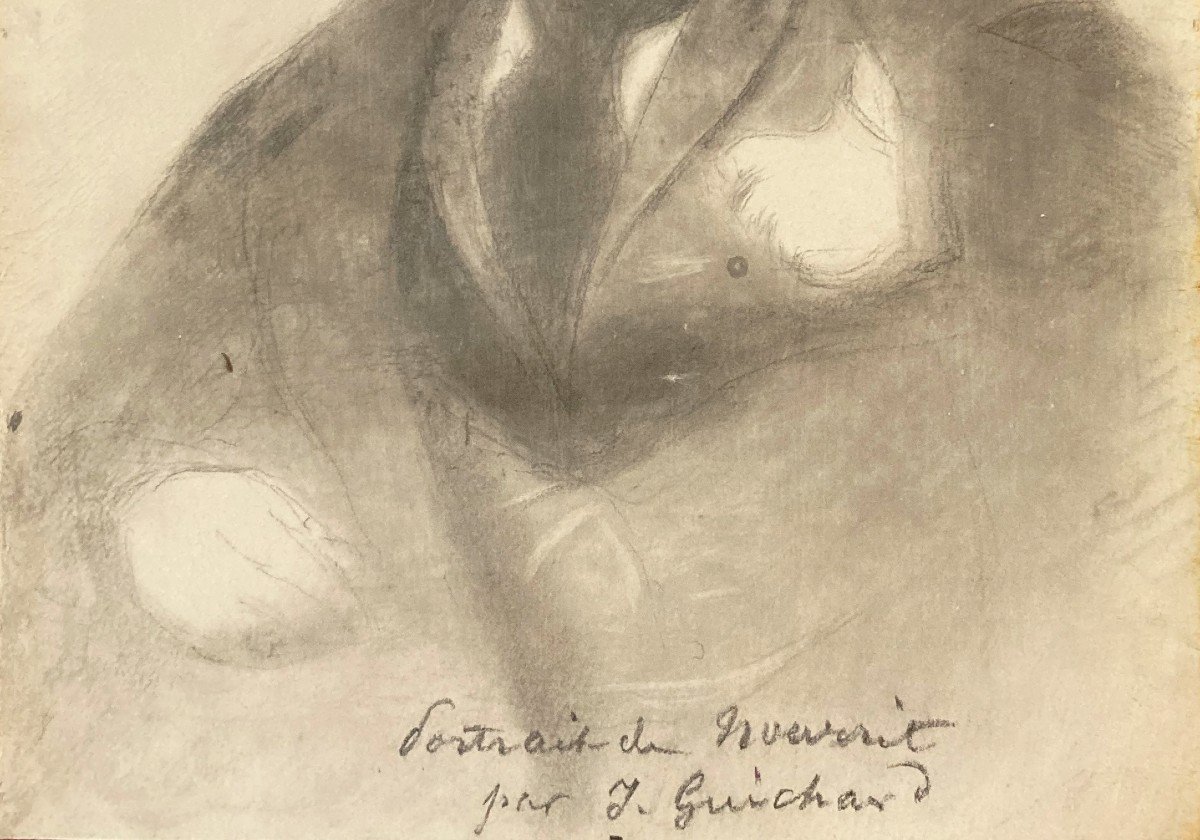 GUICHARD Joseph (1806-1880) Elève d'INGRES"Portrait d'Adolphe NOURRIT, Ténor"Dessin/Crayon noir-photo-3