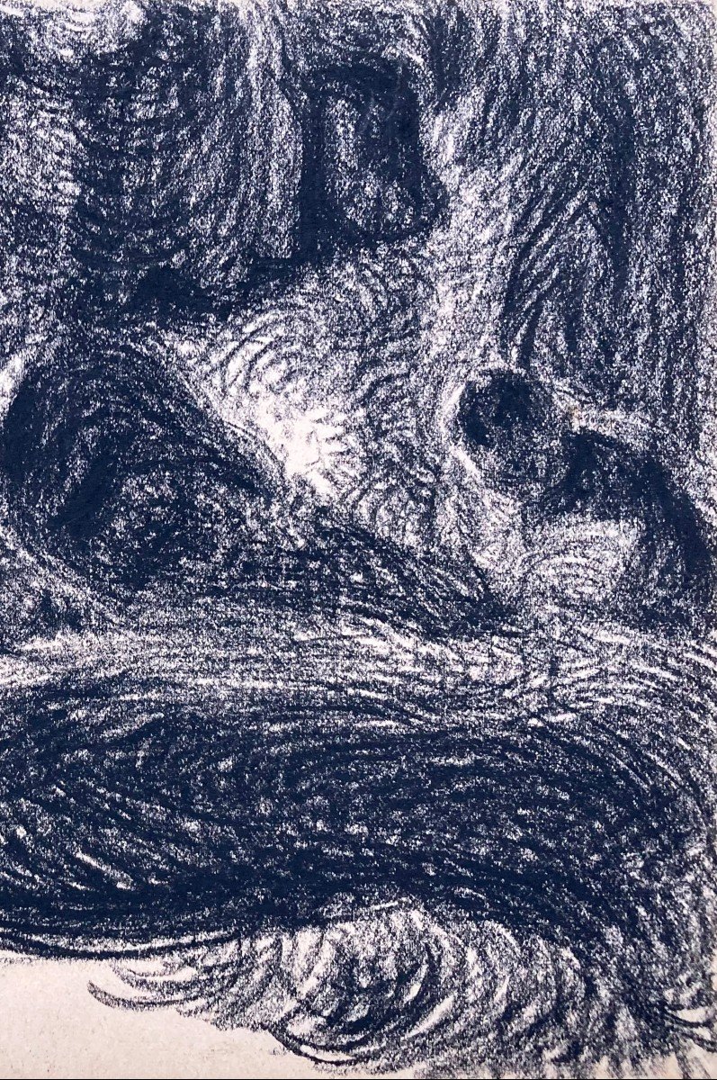 STEINLEN Théophile Alexandre (1859-1923) "Homme à l'écriture" Dessin au crayon noir, monogrammé-photo-3