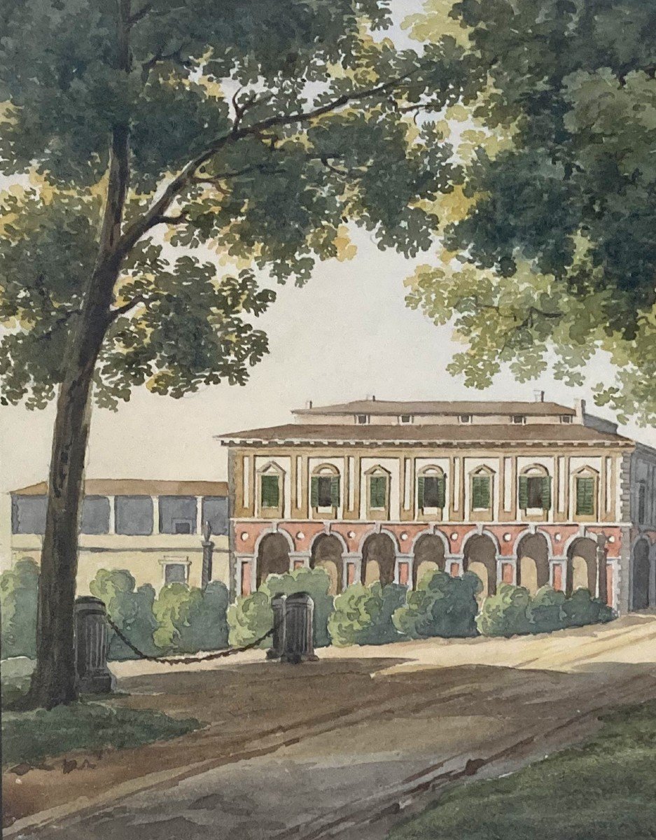 ECOLE FRANCAISE VERS 1820 "Vue des casernes, Florence" Aquarelle-photo-2