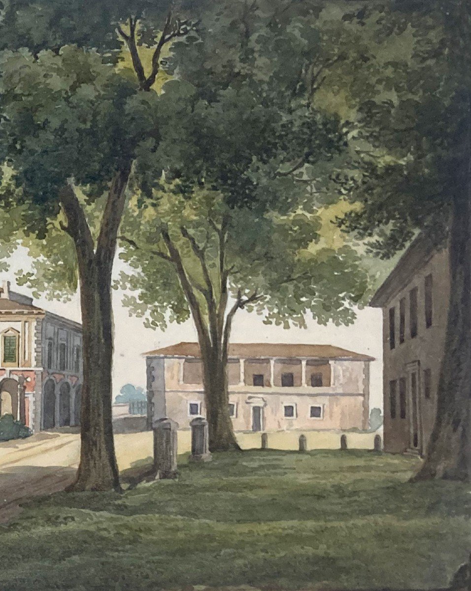 ECOLE FRANCAISE VERS 1820 "Vue des casernes, Florence" Aquarelle-photo-3