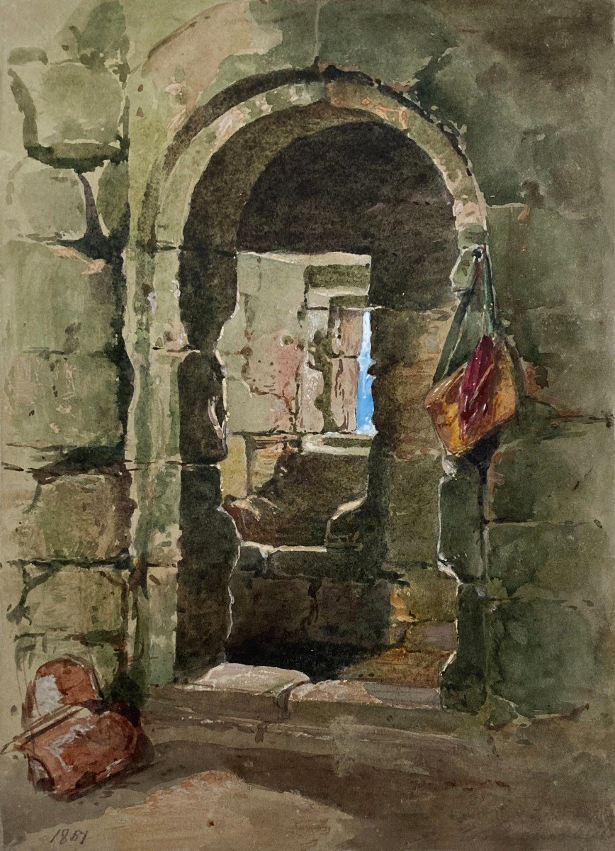Houston John Adam (1812-1884), English School "campbell Castle" Watercolor, Dated