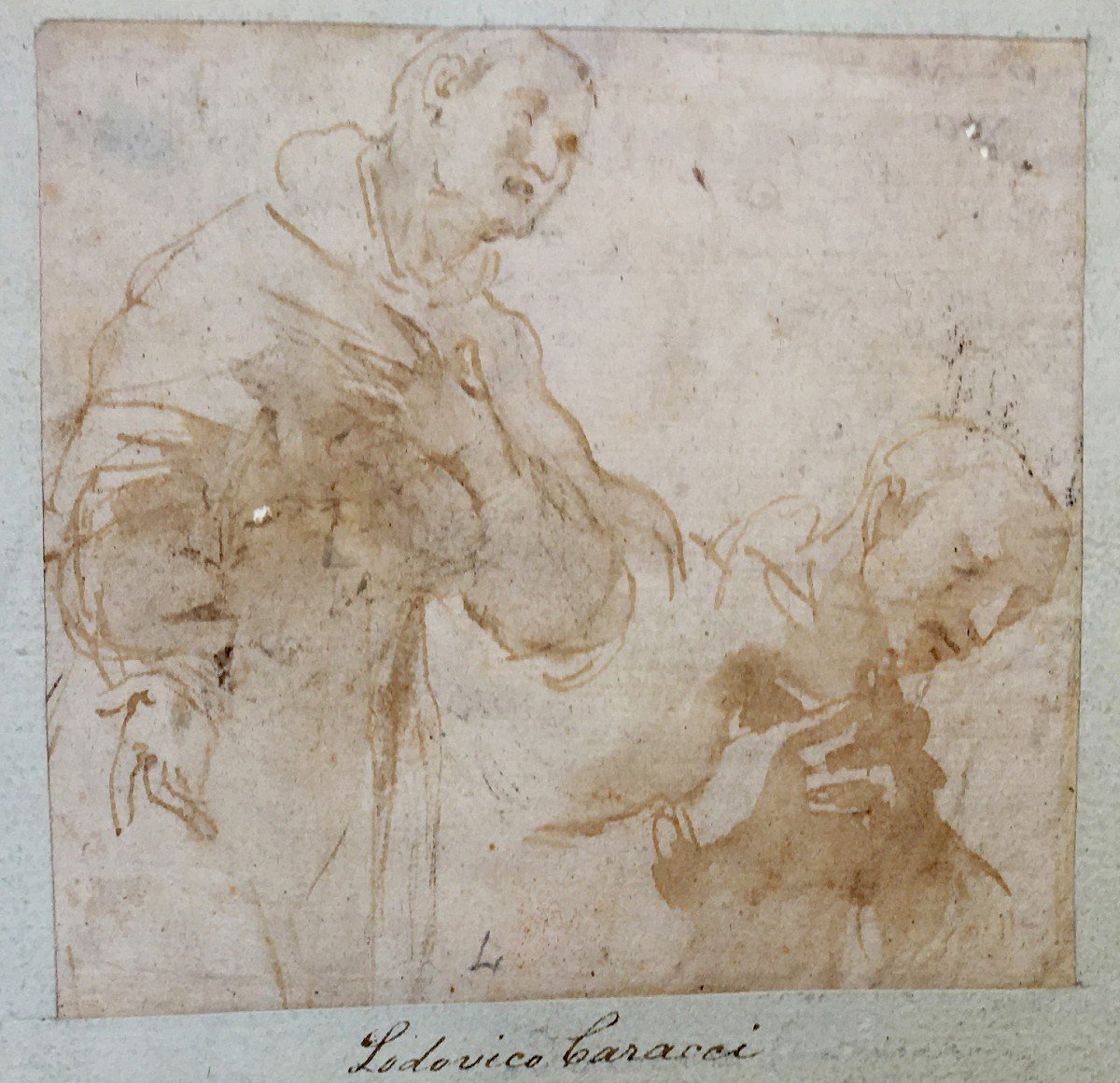 Italian School Bologna Late 16th Century "study Of Saint" Pen And Brown Wash