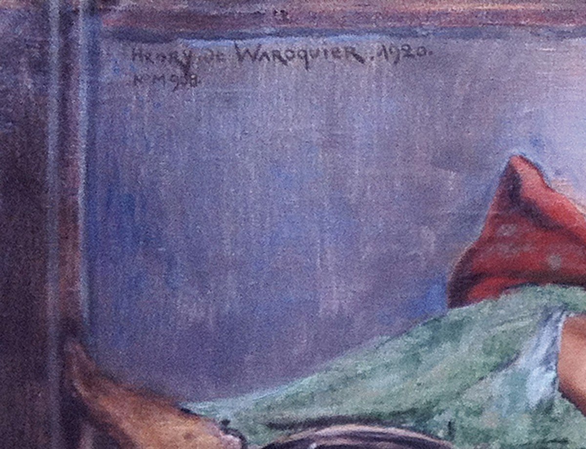 WAROQUIER DE Henry (1881-1970) "Nu au divan, 1920"(Portrait Mme de Waroquier) Huile/toile,signé-photo-4