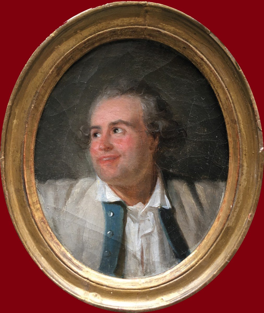 DANLOUX Henri-Pierre "Portrait de Joseph Caillot" Huile sur toile, Annoté, Son cadre 18e
