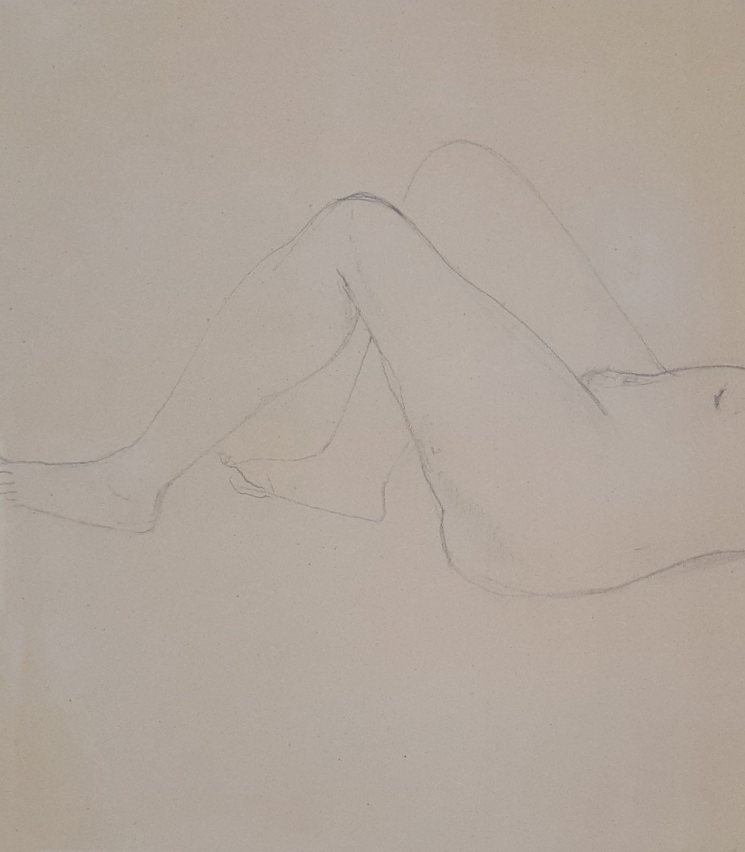 Derain André (1880-1954) "woman Lying Down With Necklace" Drawing/black Pencil,dedicated,signed-photo-2
