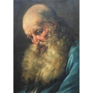 HALLÉ Noël (1711-1781) Attr. à "Homme barbu, tête baissée" Huile sur papier marouflé, Cadre 18e