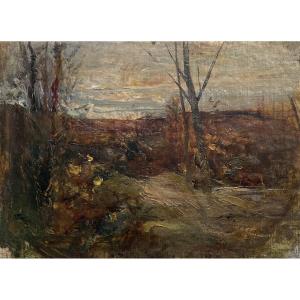 Ravier François-auguste (1814-1895) "landscape Of Morestel" Oil On Canvas, Signed