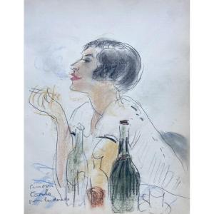 Camoin Charles (1879-1965) "an Elegant" Drawing/pastel, Signed, Former Asselin Collection